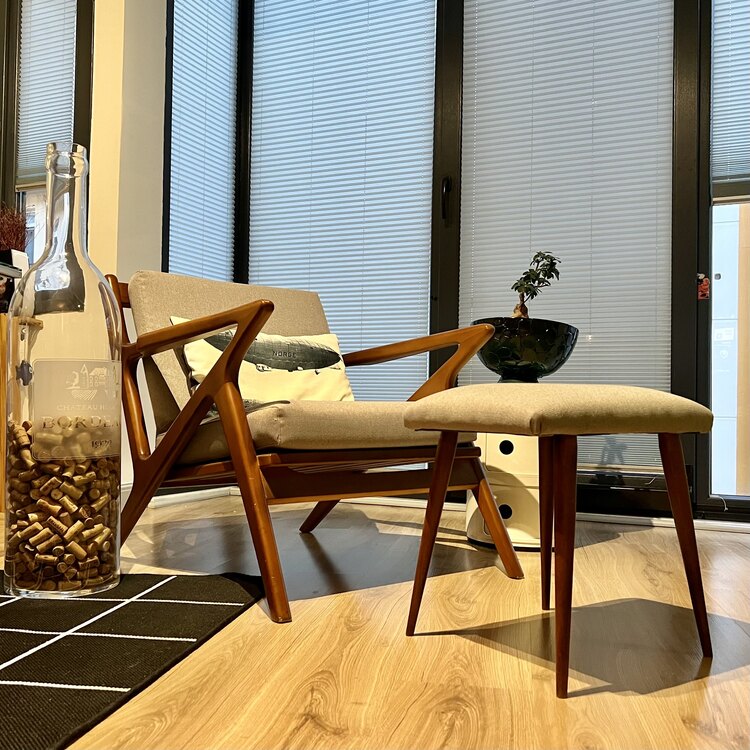 Danish Modern Z Chair & Ottoman