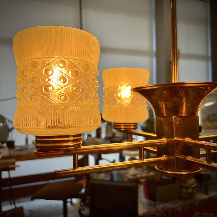 Mid Century Pirinç Sarkıt Lamba  