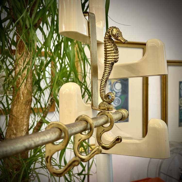 Mid Century Seahorse Brass Hanger