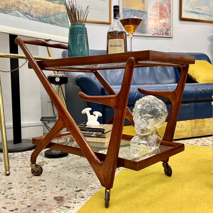 Mid-Century Serving Bar Cart & Trolley  