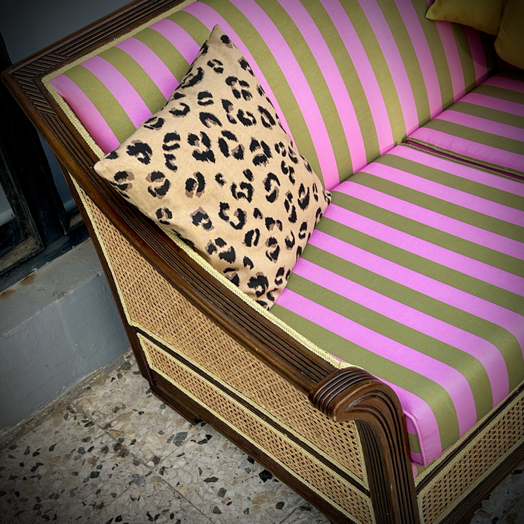 Cane Detail Vintage Kitsch Sofa 
