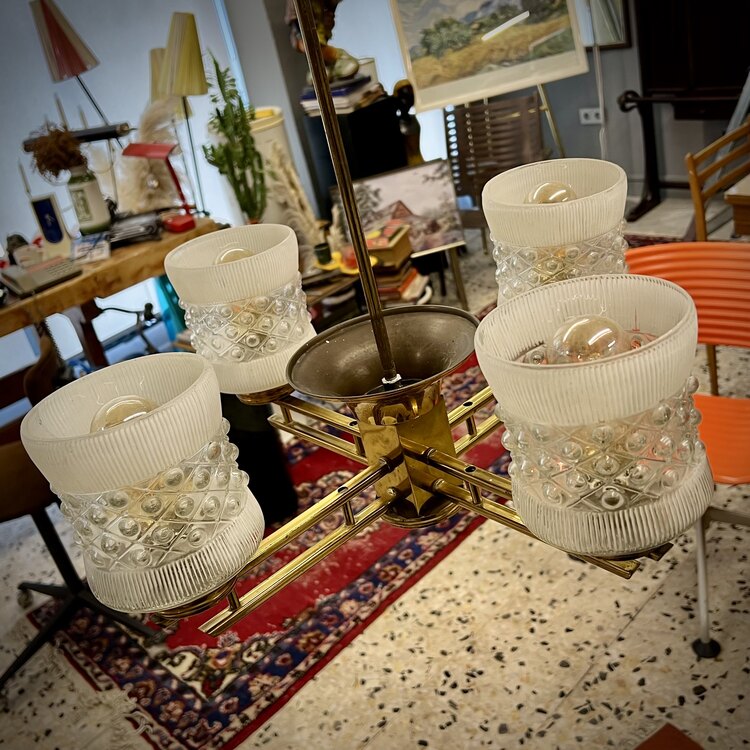 Mid Century Pirinç Sarkıt Lamba  
