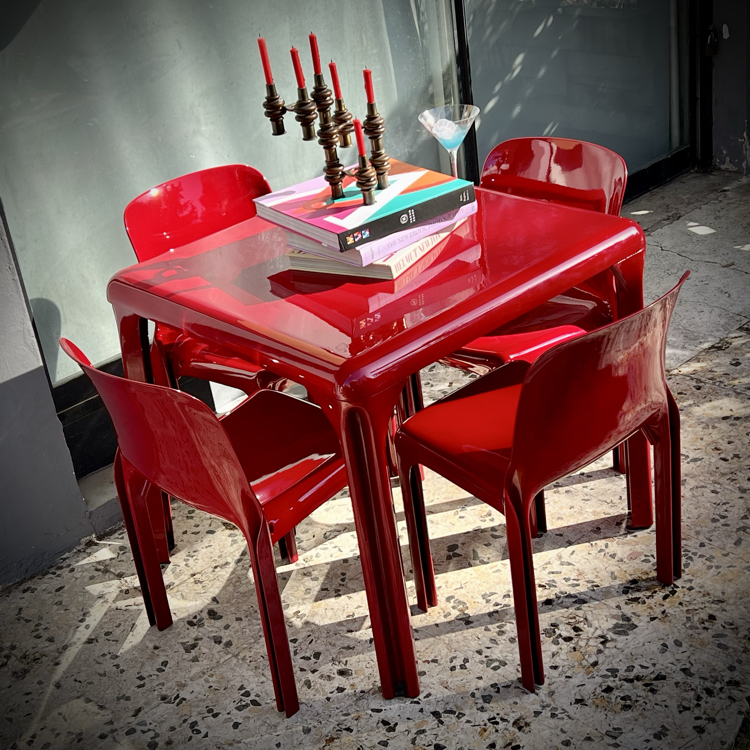 Artemide Milano Stadio 80 Table with Selene Stacking Chairs Dining Table Set 