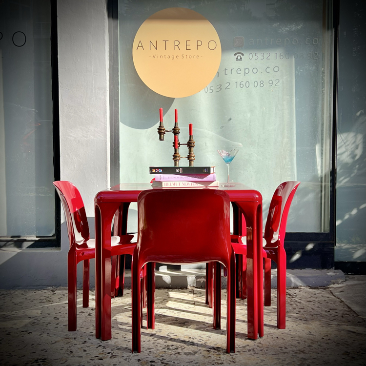 Artemide Milano Stadio 80 Table with Selene Stacking Chairs Dining Table Set 
