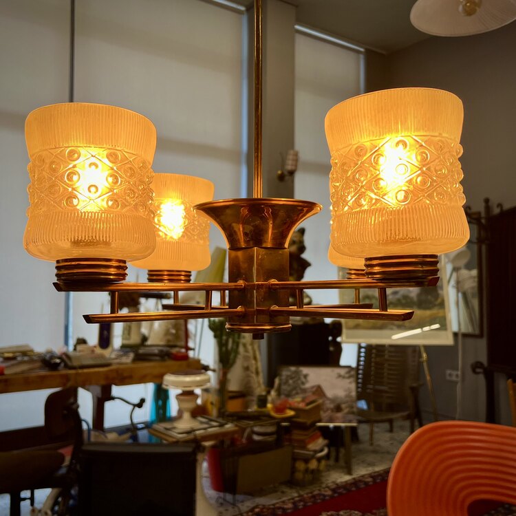 Mid Century Pirinç Sarkıt Lamba  