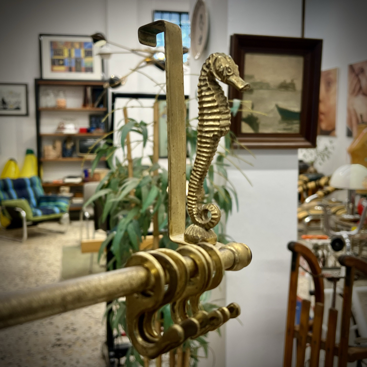 Mid Century Seahorse Brass Hanger