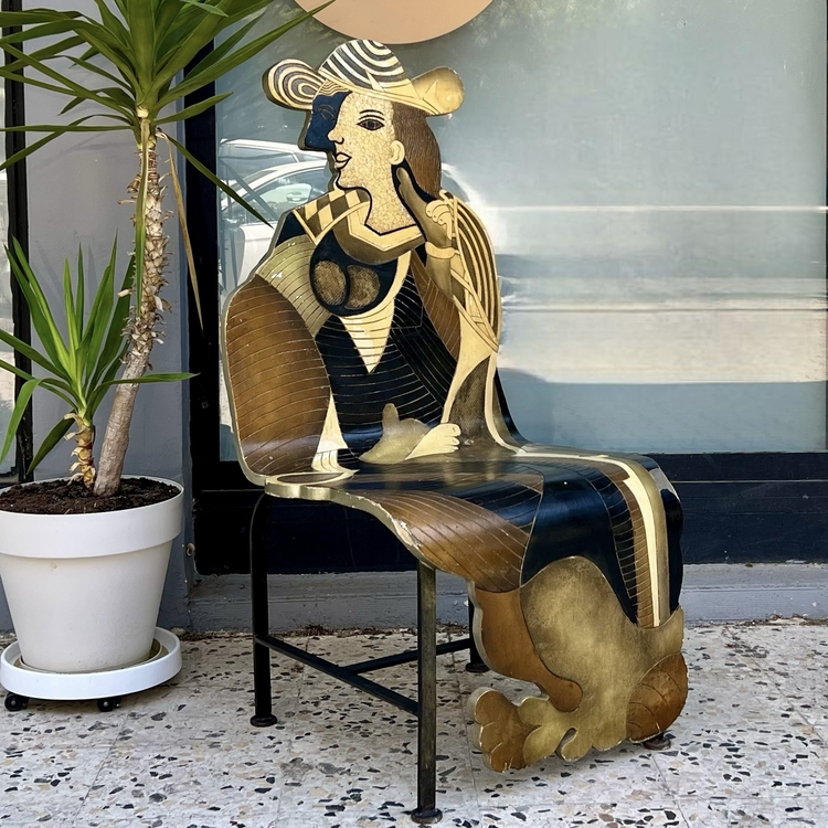 Sculptural Picasso Style Bentwood and Steel Armchair