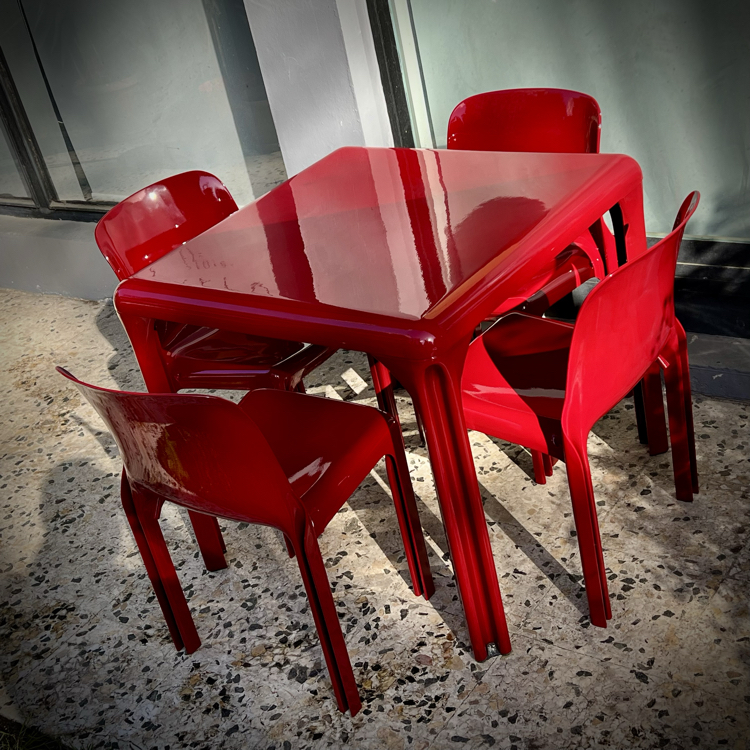 Artemide Milano Stadio 80 Table with Selene Stacking Chairs Dining Table Set 