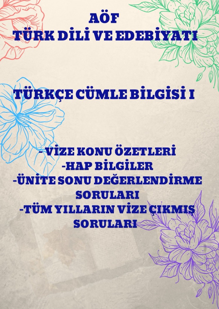 TÜRKÇE CÜMLE BİLGİSİ I
