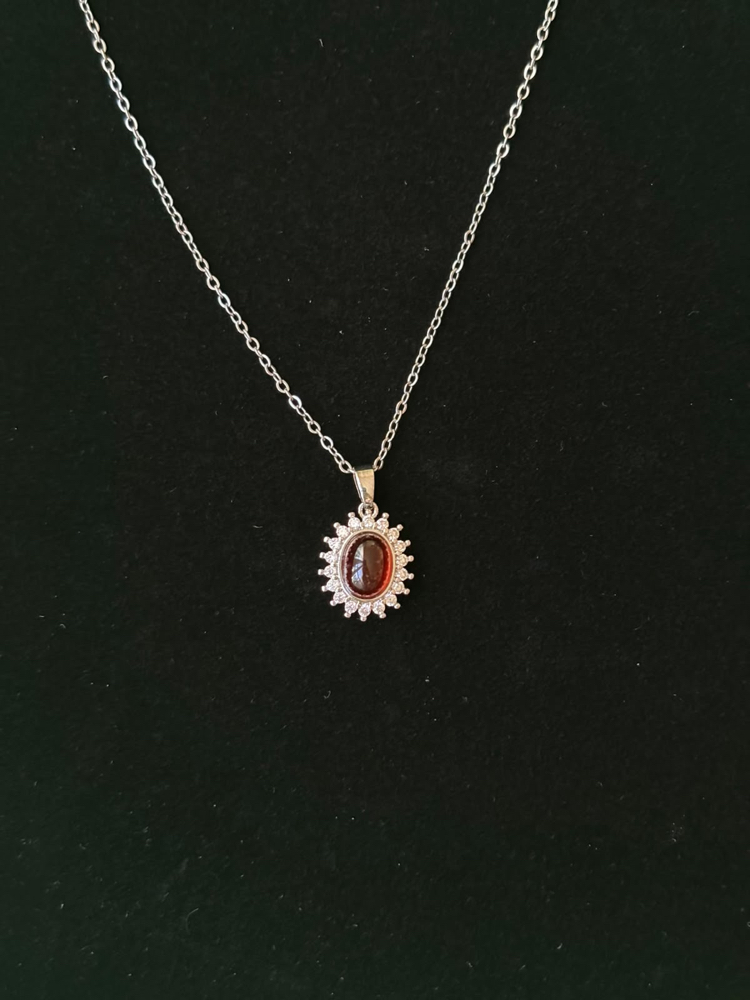 Lal/Garnet Çerçeve Kolye