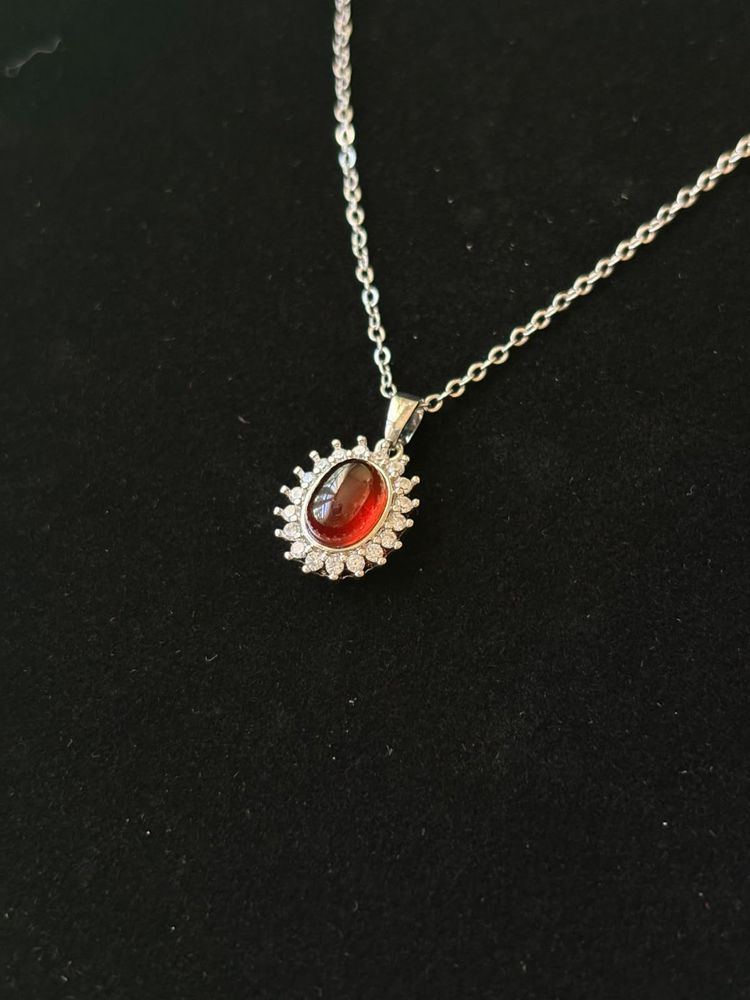 Lal/Garnet Çerçeve Kolye