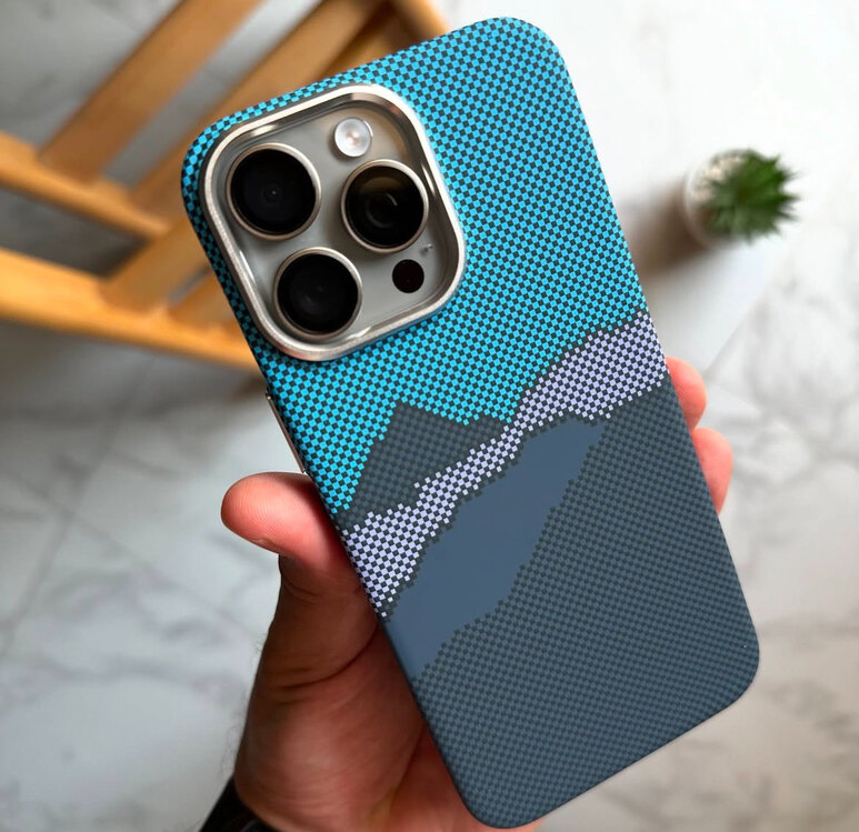 İphone Carbon MagSafeli Mavi Kılıf