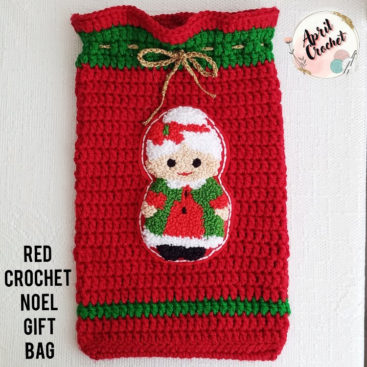 Kırmızı Noel anne punch işlemeli kese & çanta.