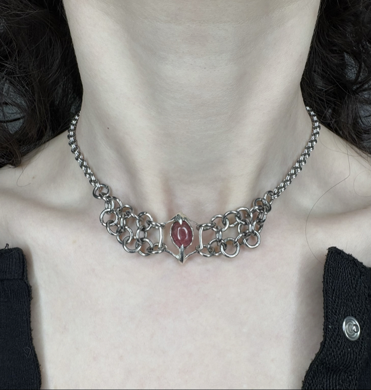 Turmalin Taşlı Chainmail Choker