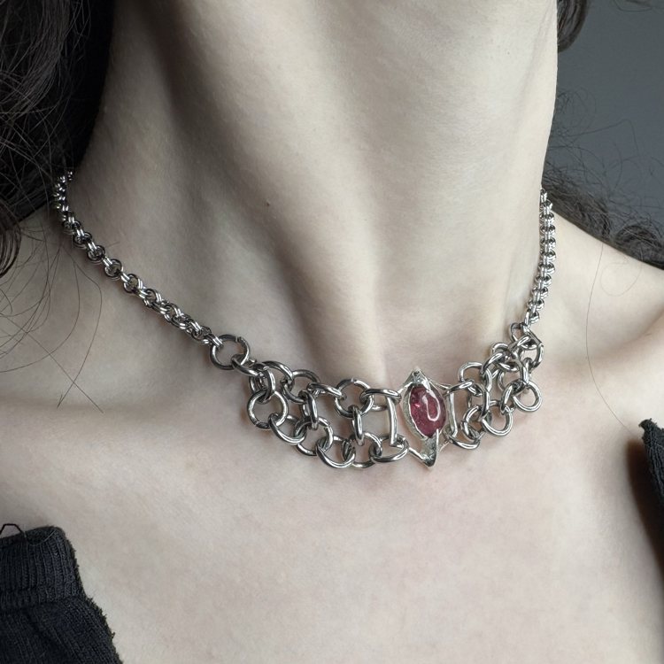 Turmalin Taşlı Chainmail Choker