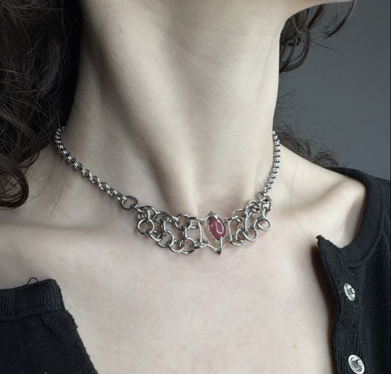 Turmalin Taşlı Chainmail Choker