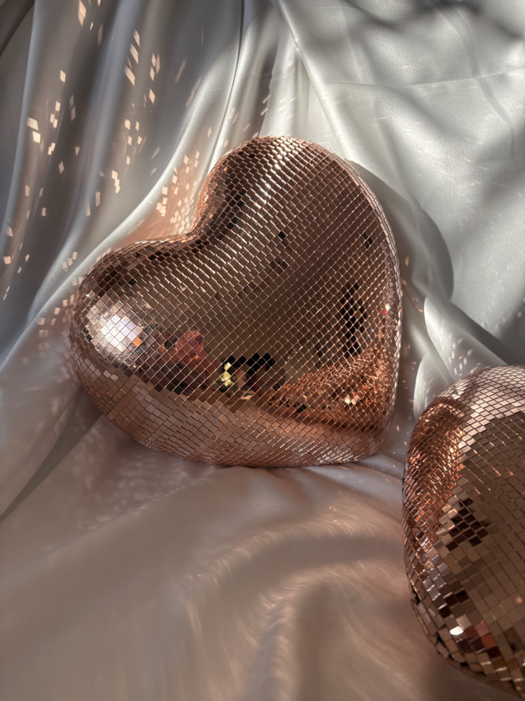 Büyük Boy Disko Kalp 25 cm- Rose Gold