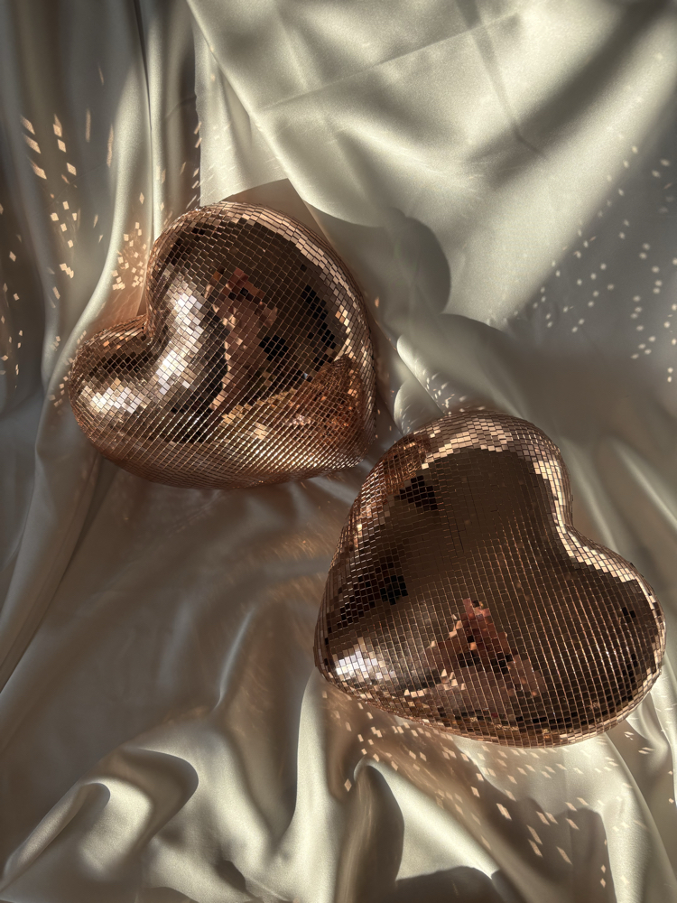 Büyük Boy Disko Kalp 25 cm- Rose Gold