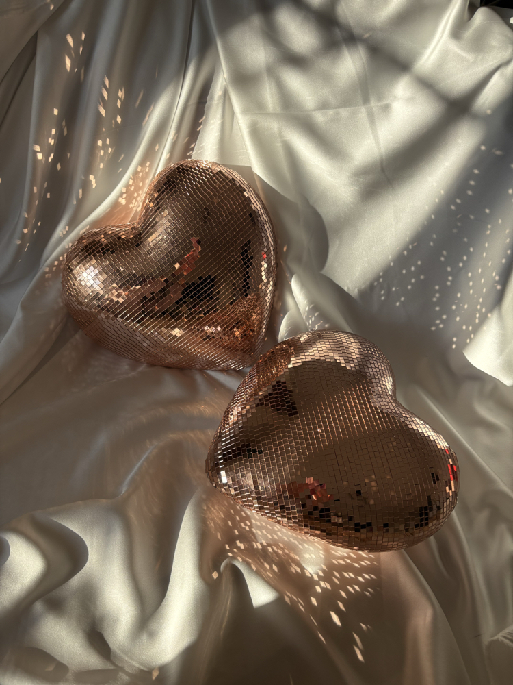 Büyük Boy Disko Kalp 25 cm- Rose Gold