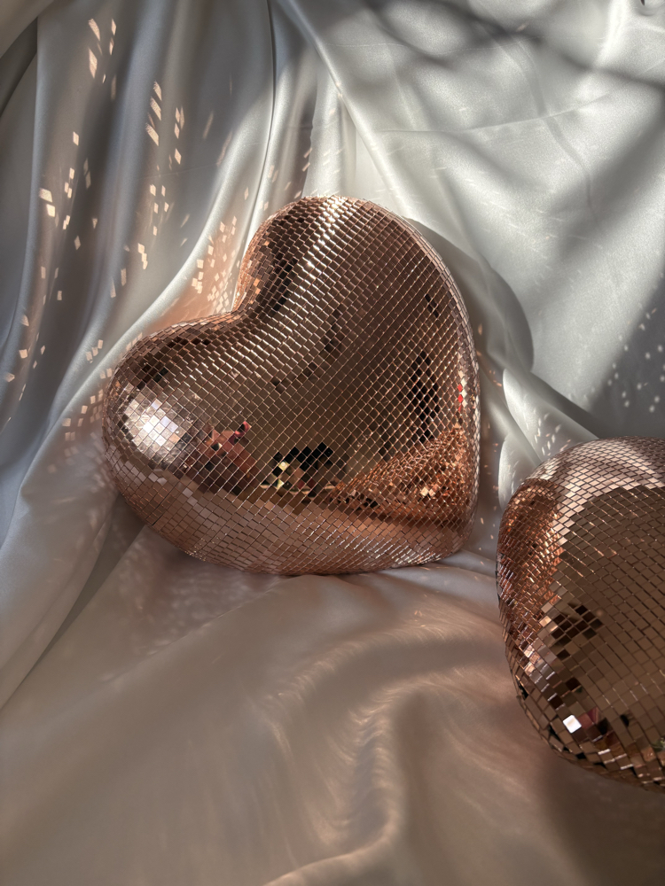 Büyük Boy Disko Kalp 25 cm- Rose Gold