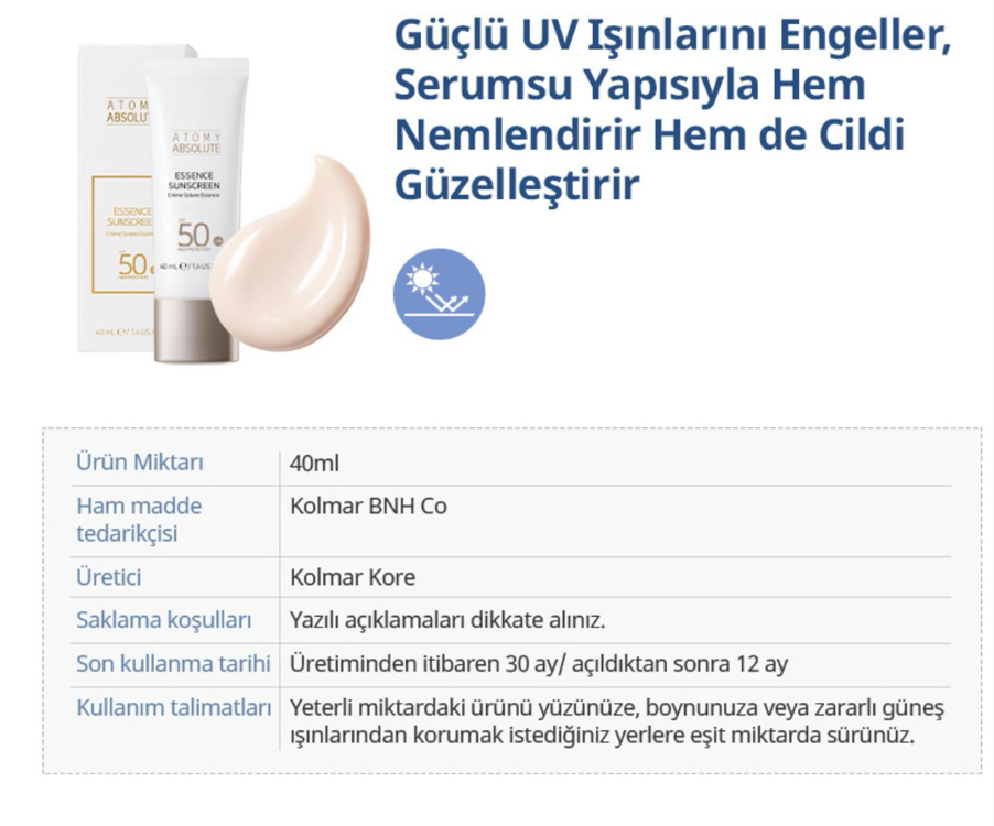 Atomy Absolute Essence UV Güneş Koruyucu Krem E00276