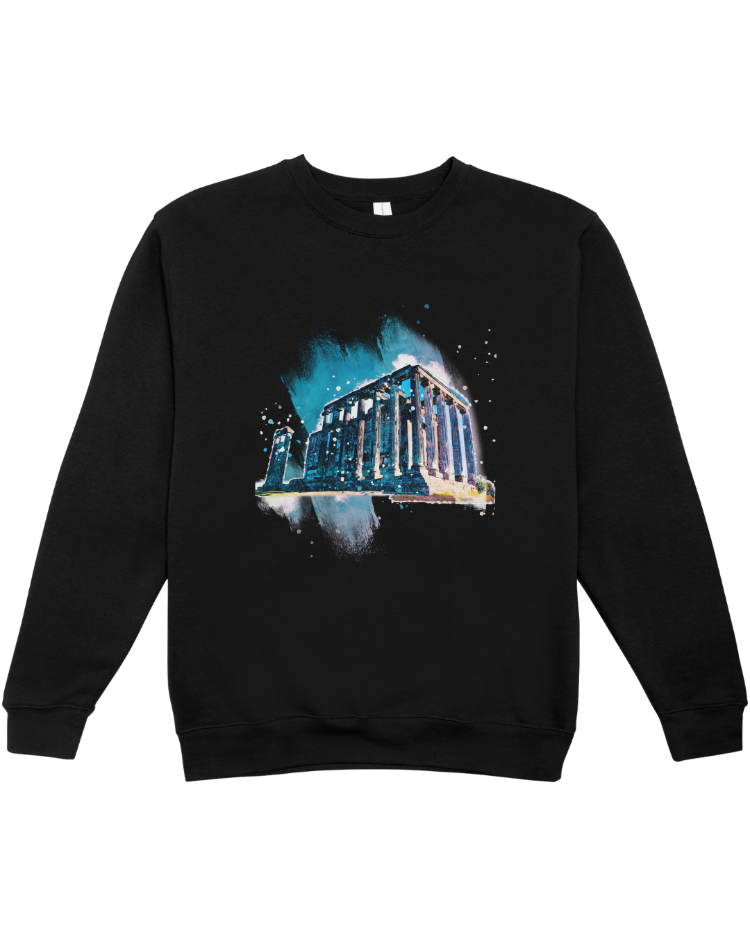 Siyah Sweatshirt – Aizanoi Tapınağı Figürlü