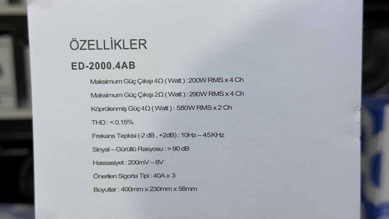 EDİSON ED-4200 AB CLASS OTO AMPLIFIKATOR