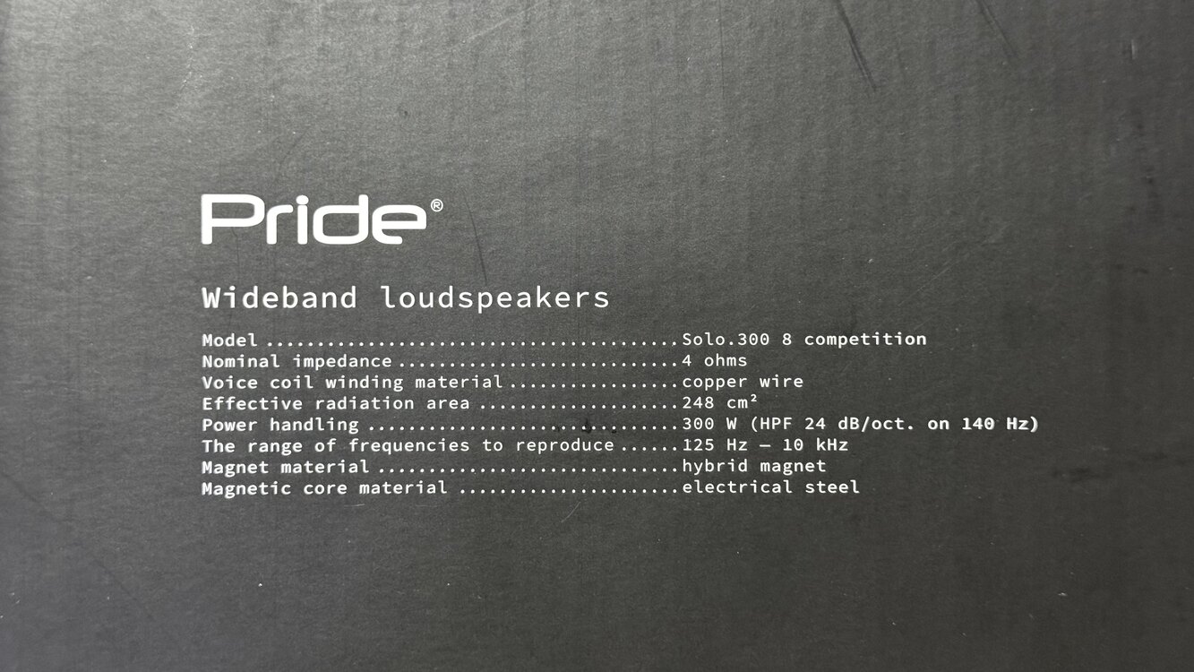 Pride Solo.300 20 cm Competition 600 watt 300 rms.(Ürün özellikleri fotoğraflarda mevcuttur.