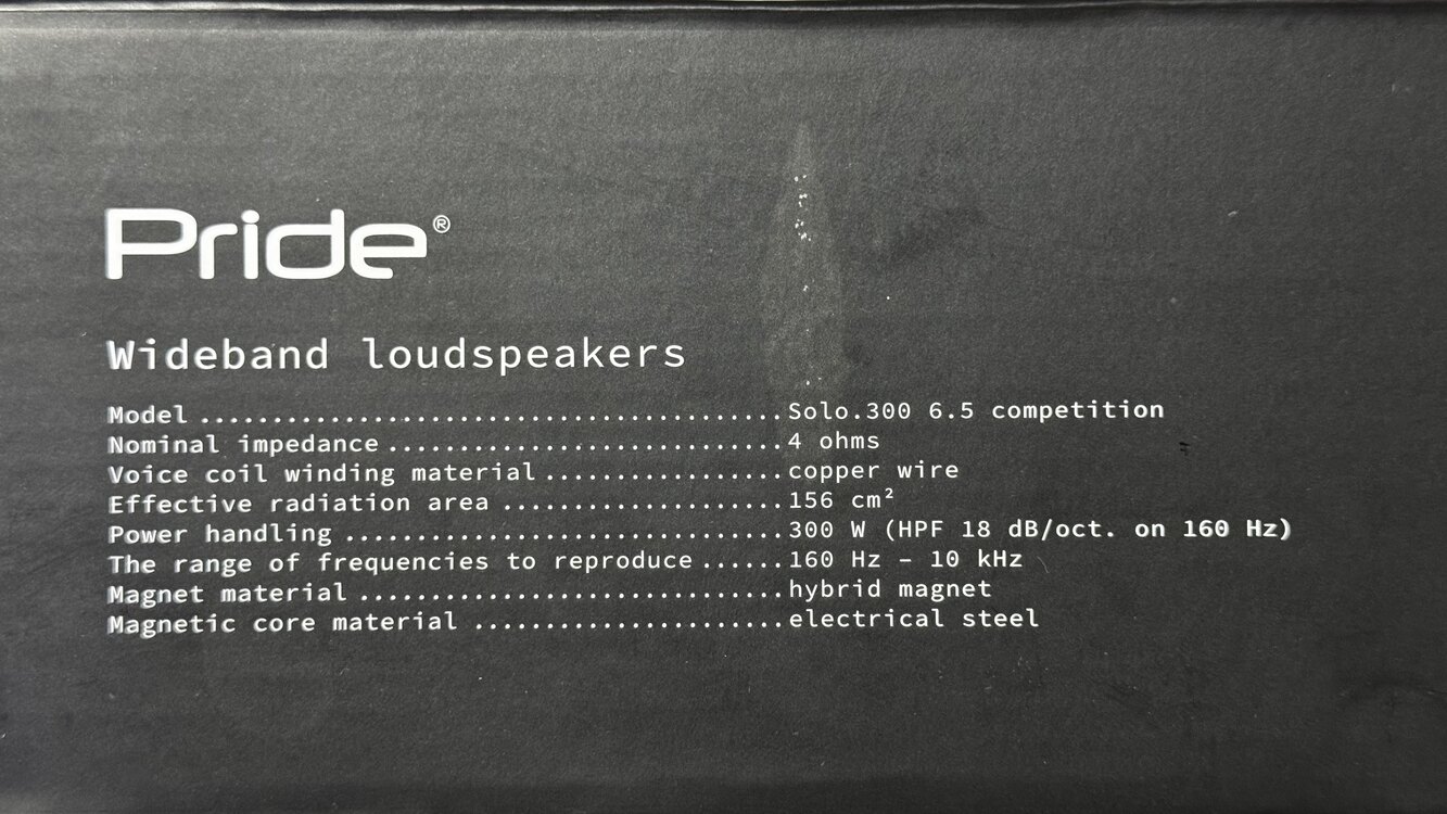 Pride Solo.300 16 cm Competition 600 watt 300 rms.(Ürün özellikleri fotoğraflarda mevcuttur.