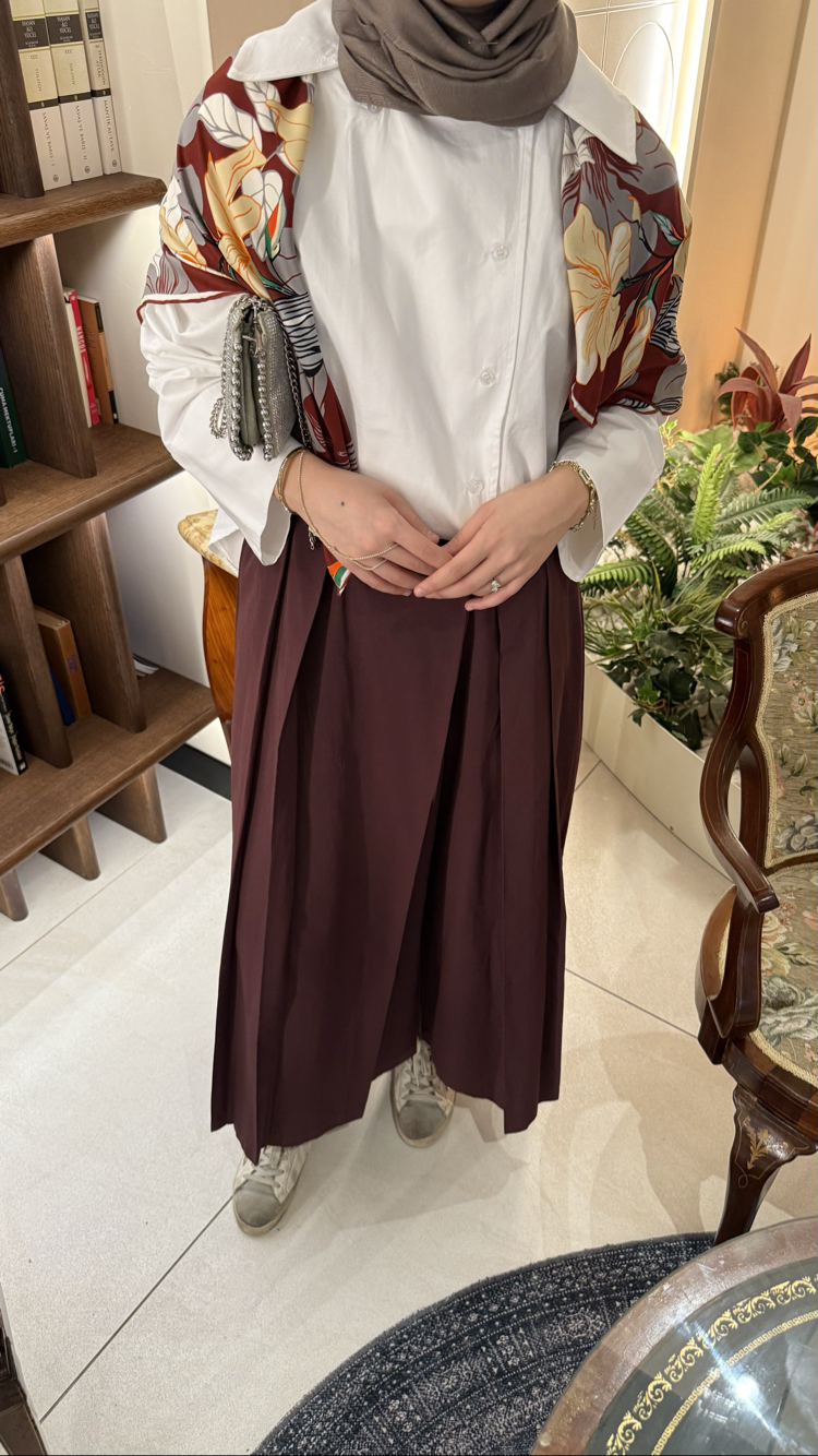 Piliseli Etekli Pantolon (Mürdüm)