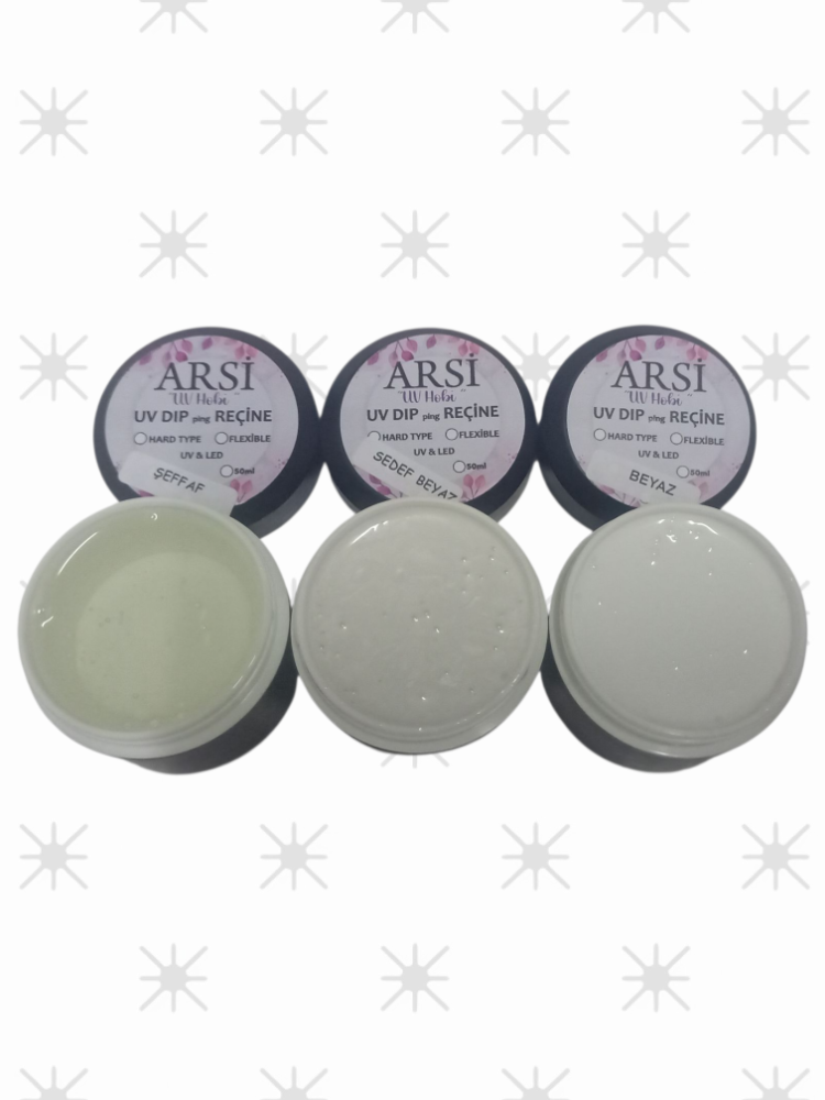 UV dip reçine Seti: 50 'şer ml, seffaf, Beyaz ve Sedefbeyaz