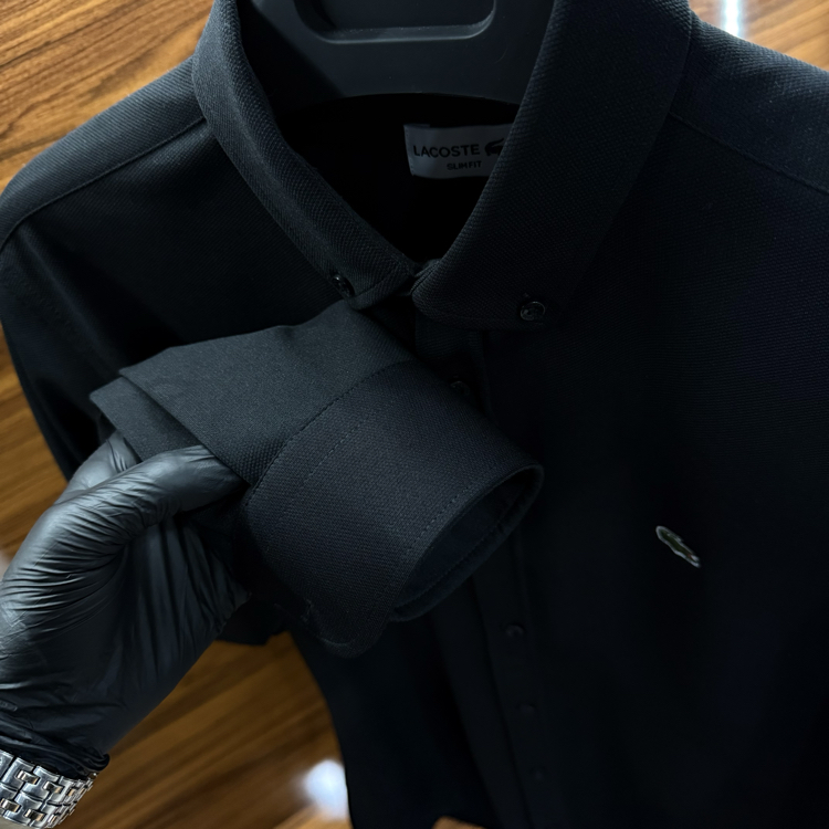 Lacoste Kırışmaz Gömlek Siyah