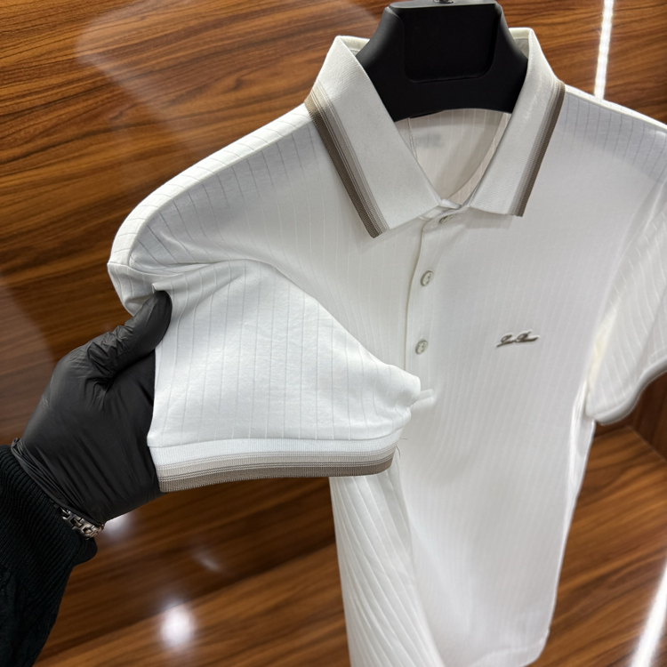 Loro Piana Polo Yaka İthal Tshirt Beyaz