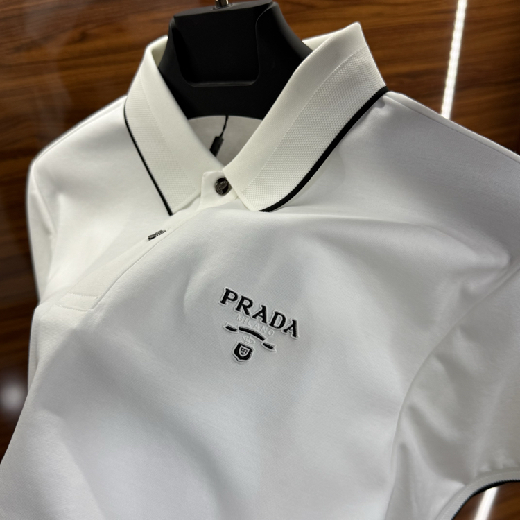 Prada İthal Polo Yaka Tshirt Beyaz