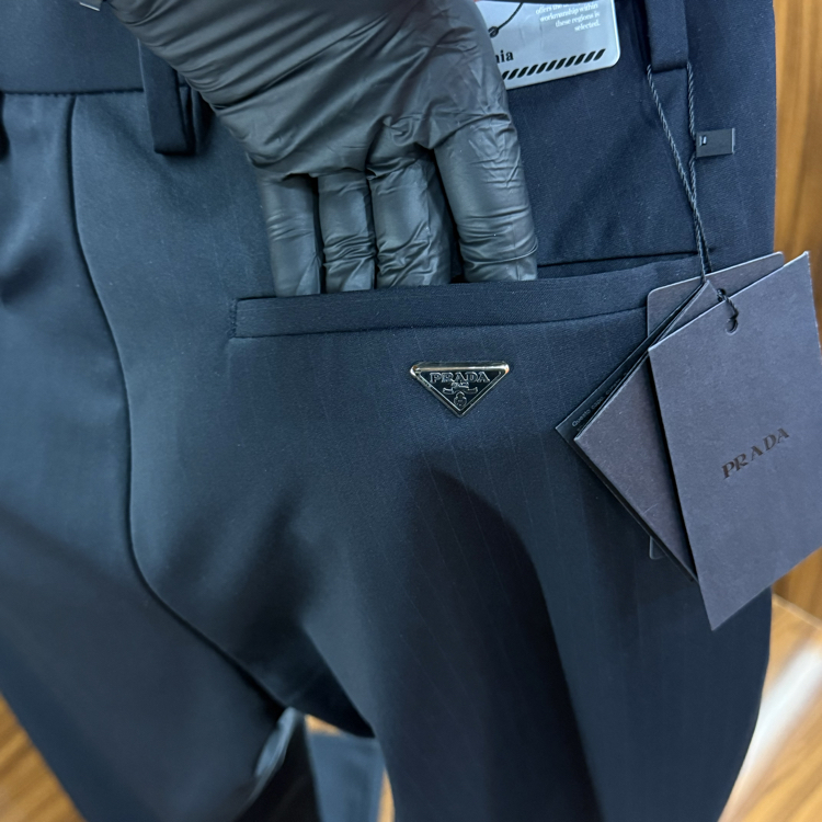 Prada İthal Çizgili Pantolon Lacivert