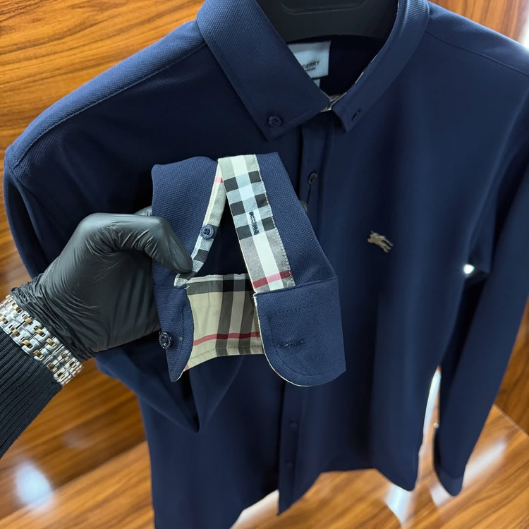 Burberry Kırışmaz Gömlek Lacivert