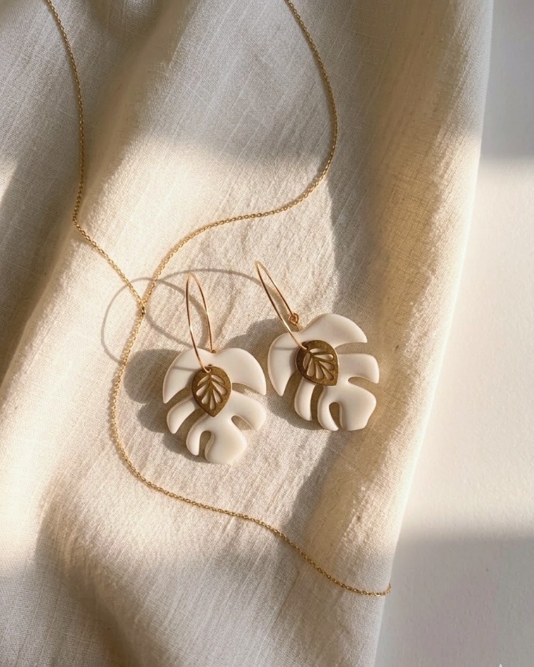 Monstera Porselen Küpe