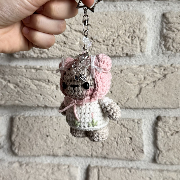 Pembe Başlıklı Ayı Anahtarlık