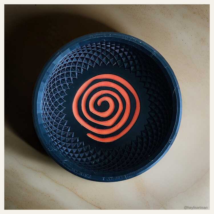 Siyah Tıraş Kasesi, Turuncu Spiral Tabanlı, 3D Baskı Tırtıklı Köpük Kâsesi