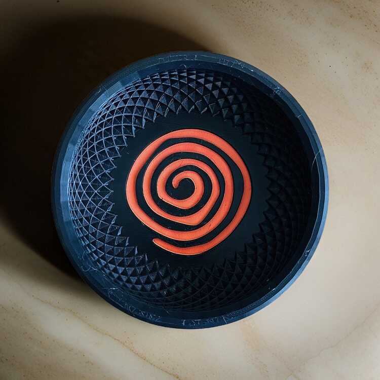 Siyah Tıraş Kasesi, Turuncu Spiral Tabanlı, 3D Baskı Tırtıklı Köpük Kâsesi