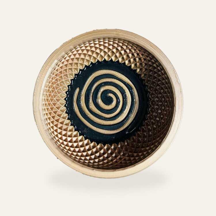 Krem-Siyah Tıraş Kasesi, 3D Baskı, İçi Reçine Kaplı, Spiral Tabanlı (120 mm)