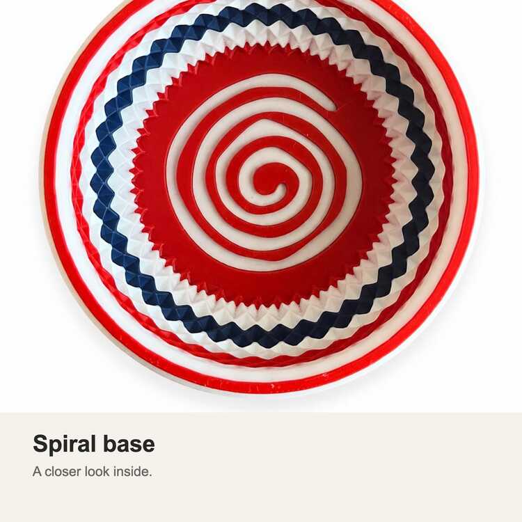 Berber Direği Tıraş Kasesi, 120 mm Kırmızı-Beyaz-Mavi PETG, Spiral Tabanlı