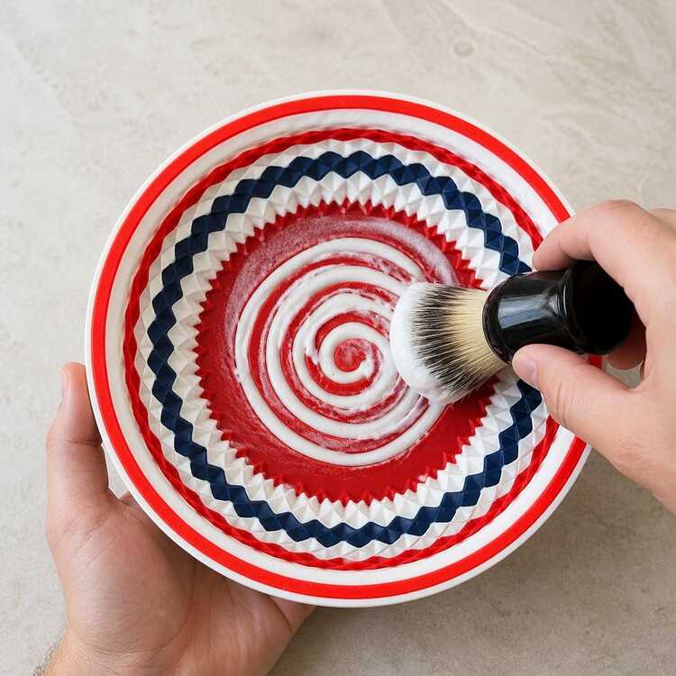 Berber Direği Tıraş Kasesi, 120 mm Kırmızı-Beyaz-Mavi PETG, Spiral Tabanlı