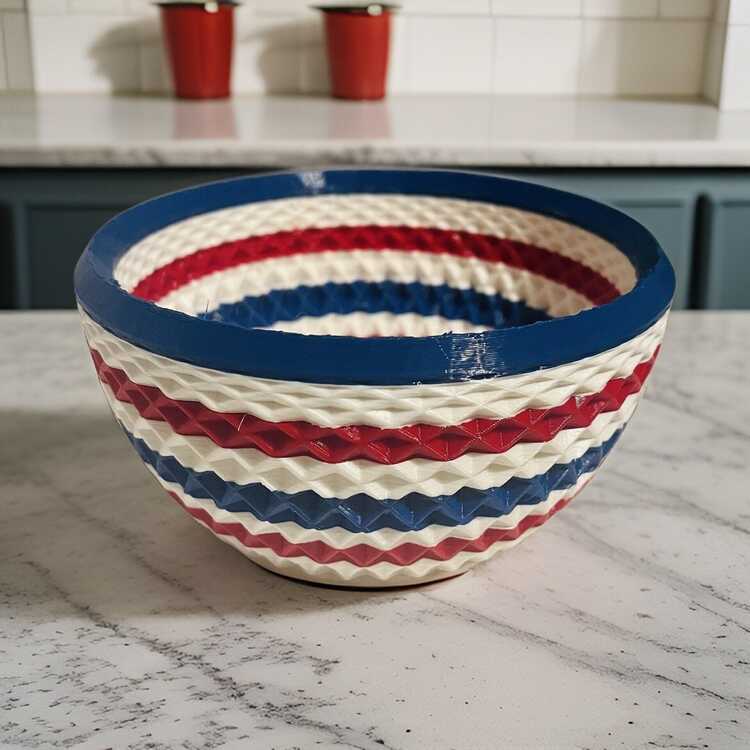 Berber Direği Tıraş Kasesi, Sabun Yuvalı, 120 mm Kırmızı-Beyaz-Mavi PETG