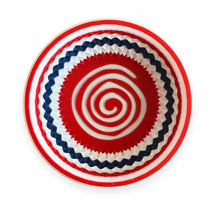 Berber Direği Tıraş Kasesi, 120 mm Kırmızı-Beyaz-Mavi PETG, Spiral Tabanlı
