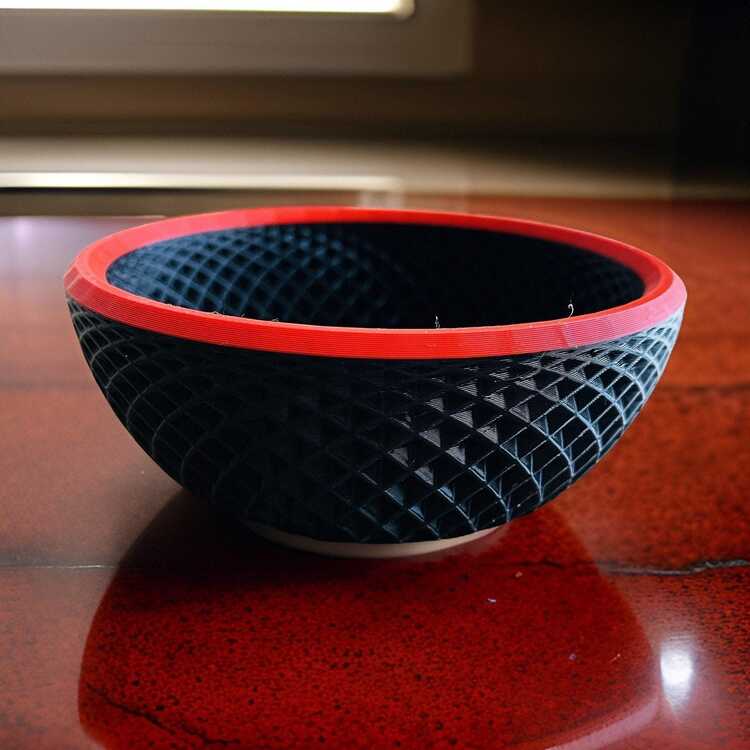 Siyah-Kırmızı Tıraş Kasesi, 120 mm PETG, Spiral Tabanlı