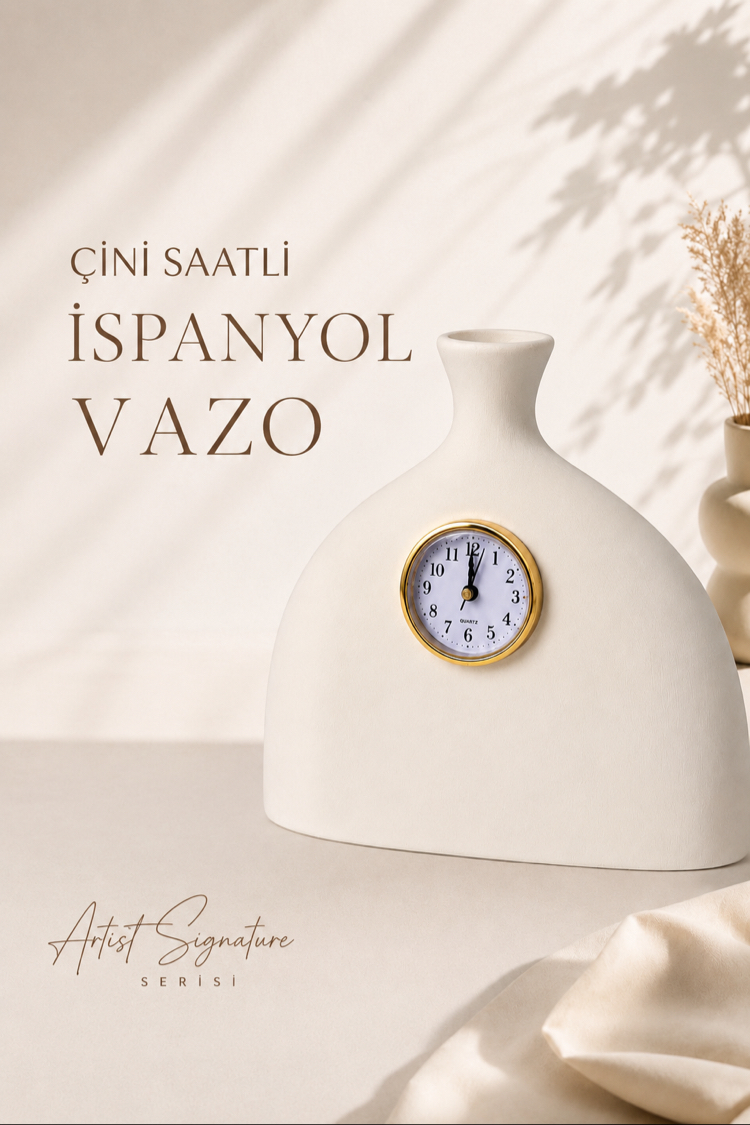 Çini Saatli İspanyol Vazo