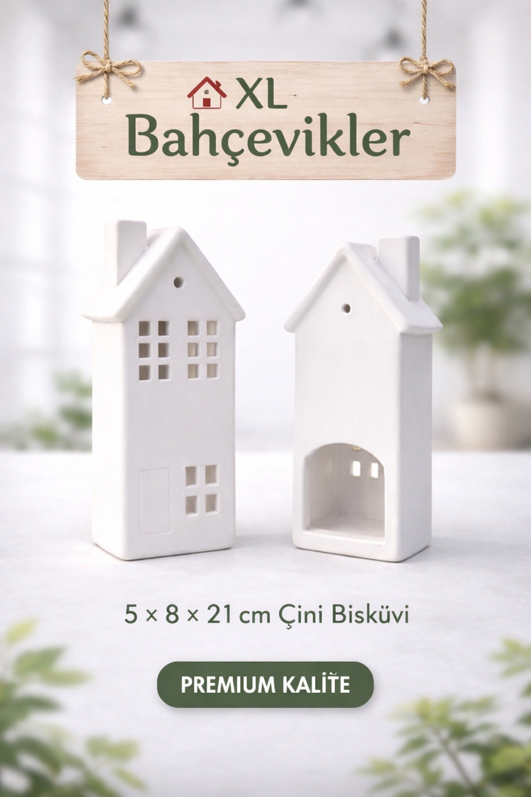 XL Bahçevikler – 5 × 8 × 21 cm Çini Ham Bisküvi
