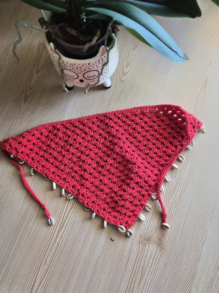 Kırmızı Deniz Kabuklu Boho Bandana