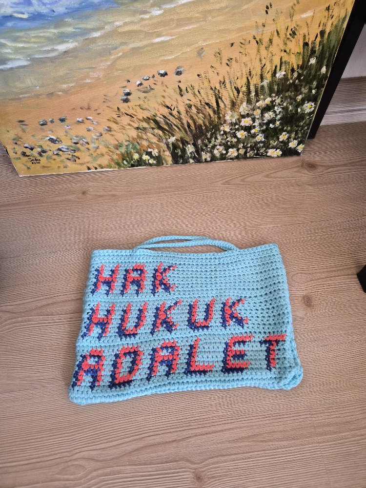 Hak Hukuk Adalet Mini Örgü Çanta